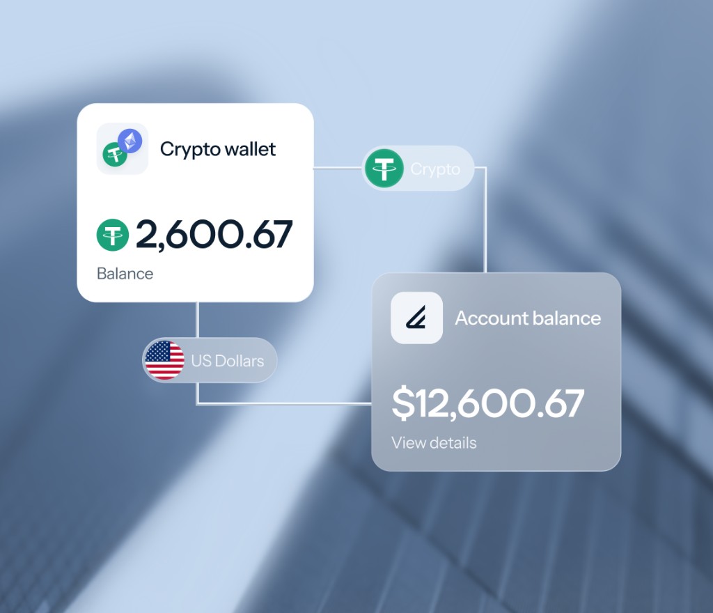 Stablecoin wallet balance connected to a HEVN business account